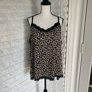 Cheetah Print Lace lingerie Style Tank Top